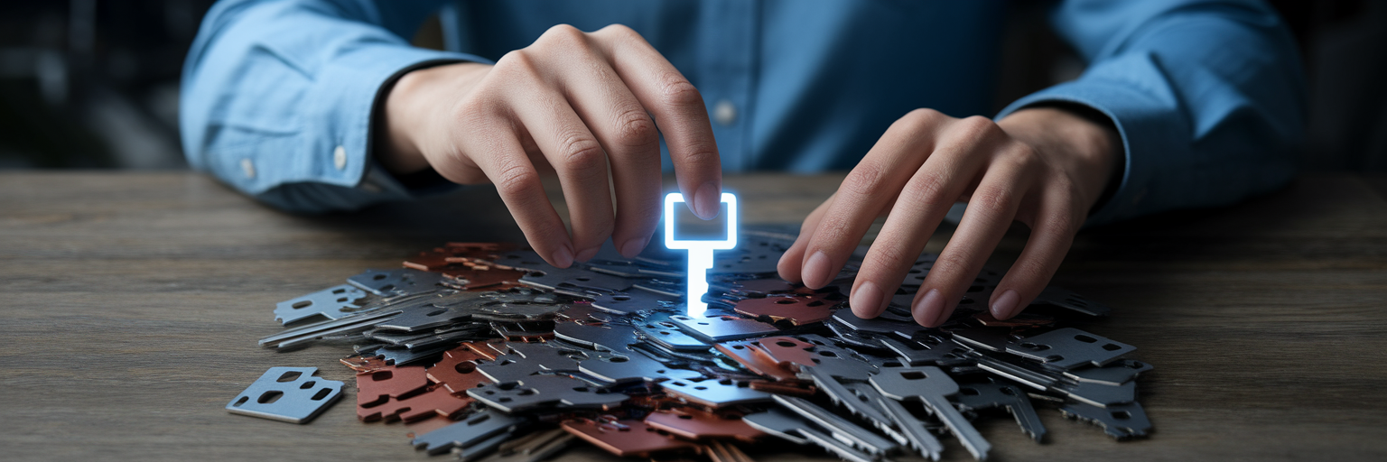 Person choosing a genuine software key