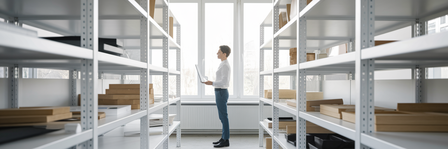 Small business owner in organised office.