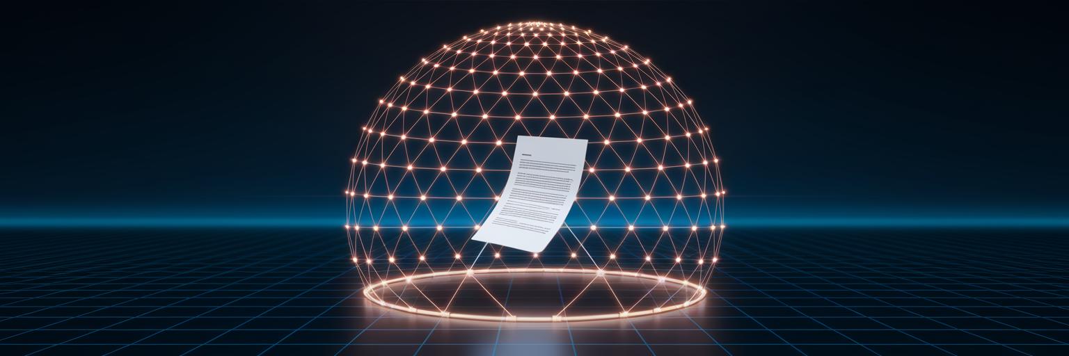Digital lattice protecting a document.
