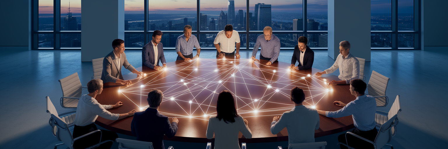 Remote team building a secure network.