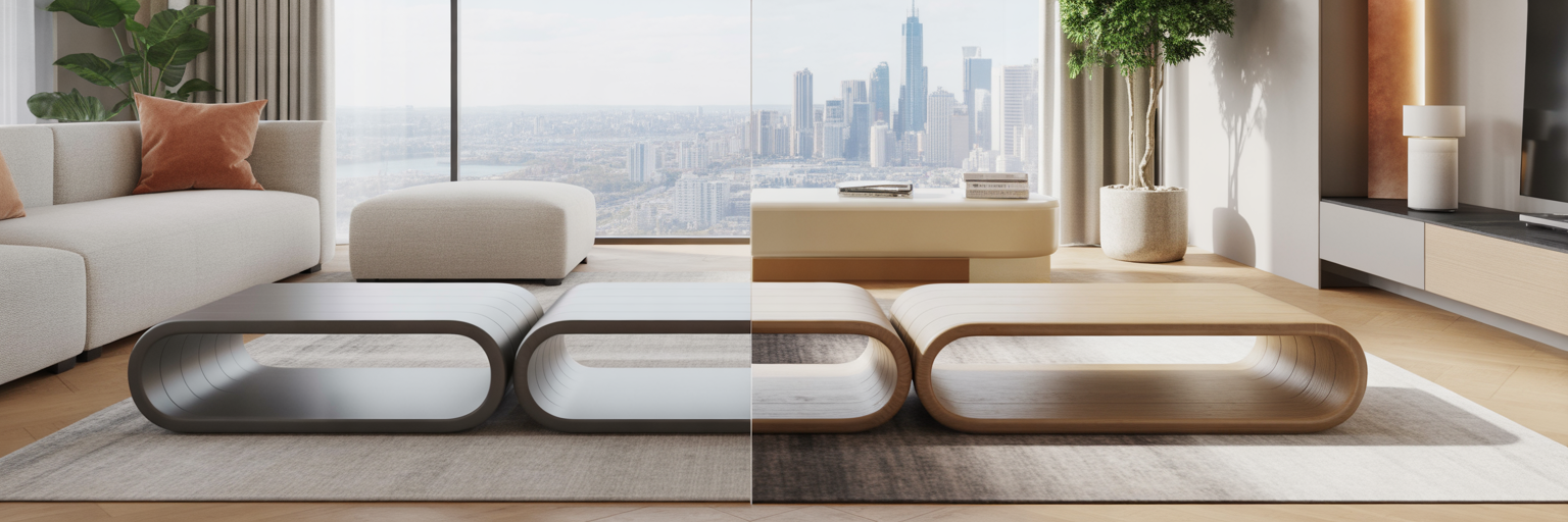 Modular furniture adapting into different configurations.