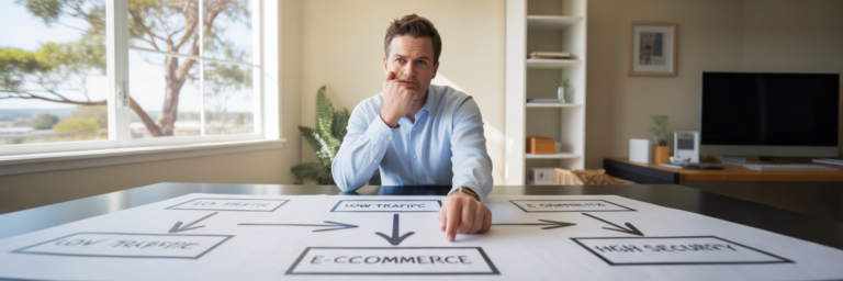 Business owner choosing hosting plan flowchart.