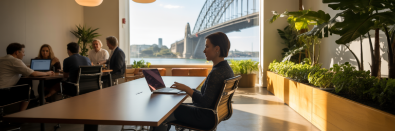 Small business owner in Sydney office.