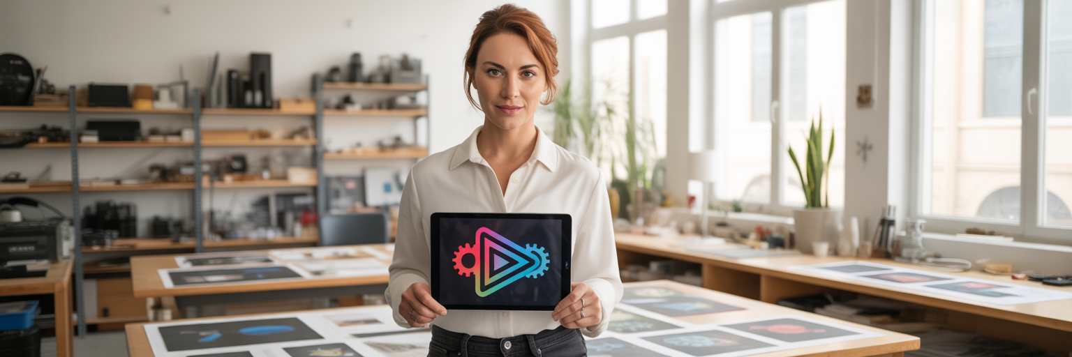 Aussie business owner holding a tablet.