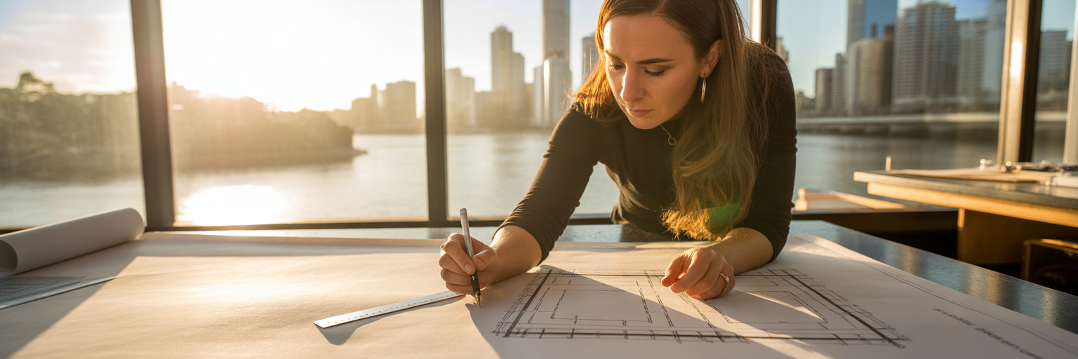 Business owner redrawing a complex blueprint.