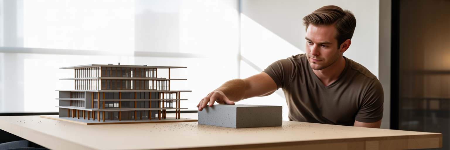 Startup founder choosing foundational hosting block.