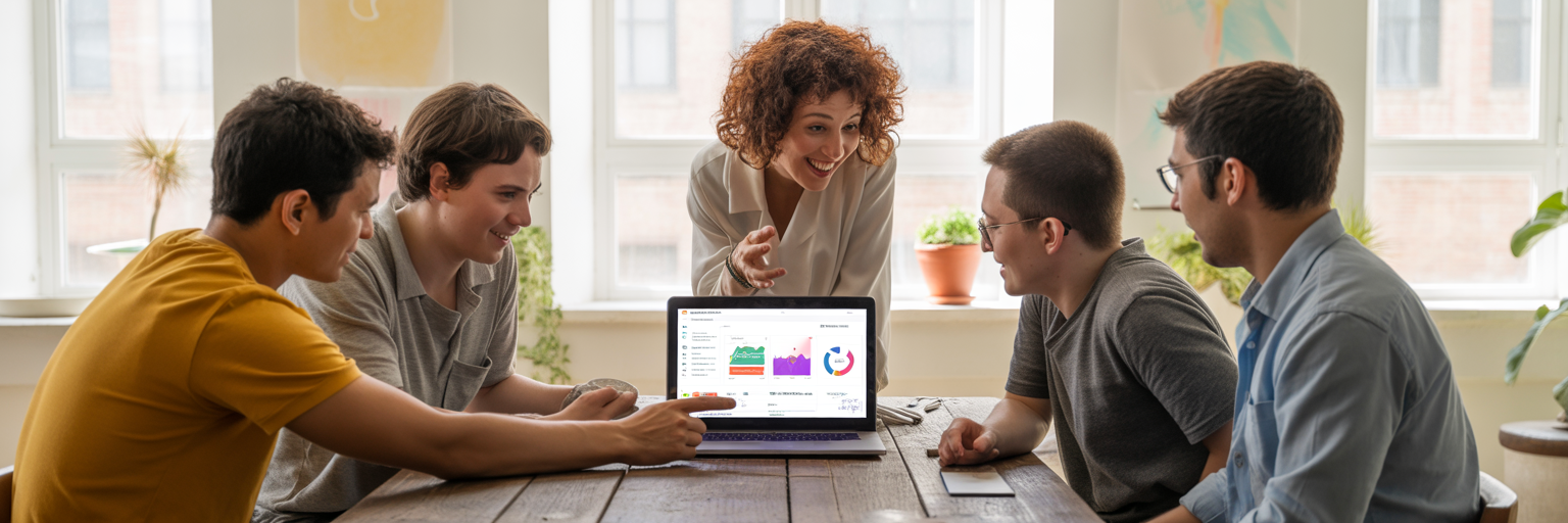 Team using analytics for social media growth
