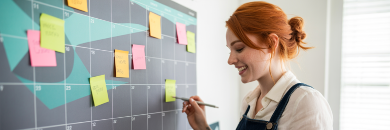 Planning a social media content calendar.